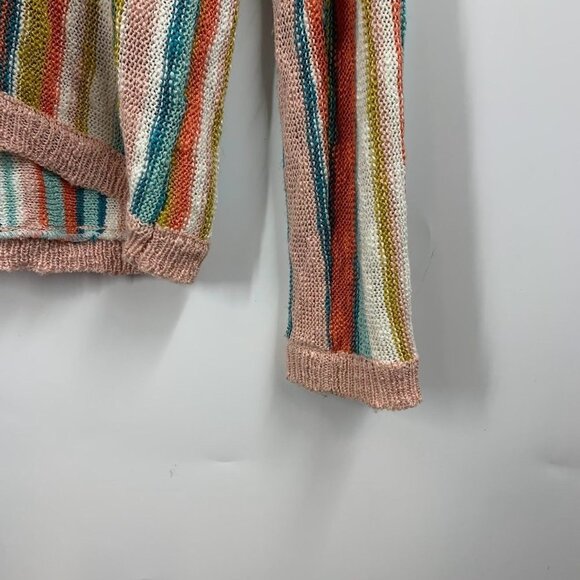 Hem & Thread Women's Rainbow Pastel Knit Long Sleeve Pullover Hoodie Size S - Picture 5 of 12